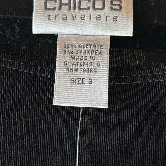 Chico's /Travelers/NWT/ Elegant /Black Long Sleeve Top/ size 3 - Picture 3 of 7